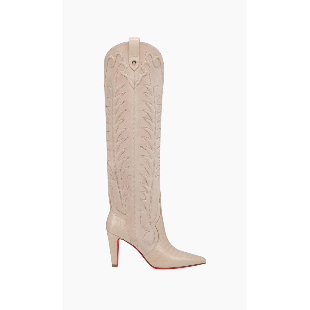 Christian Louboutin Santia
Western Beige Suede Croc Embossed  Boot 38.5 - Picture 3 of 14